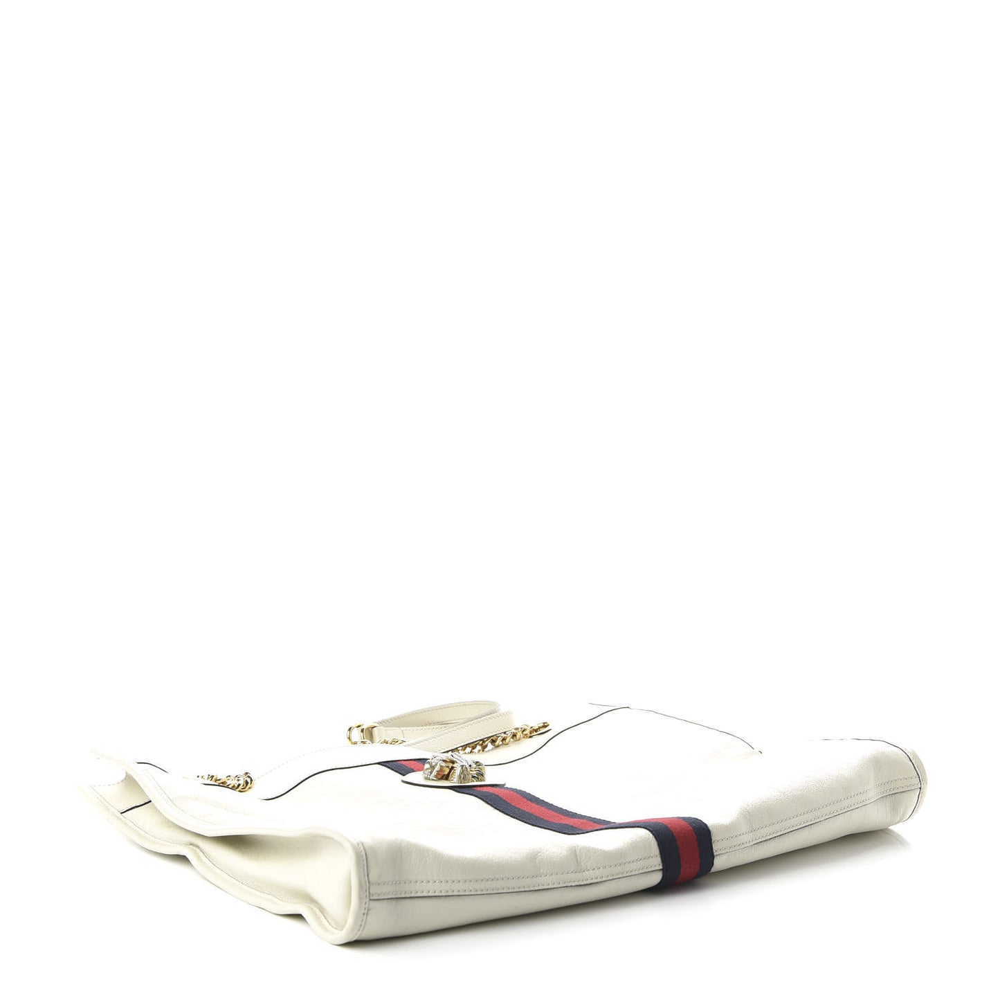 Suede Calfskin Large Rajah Chain Tote White