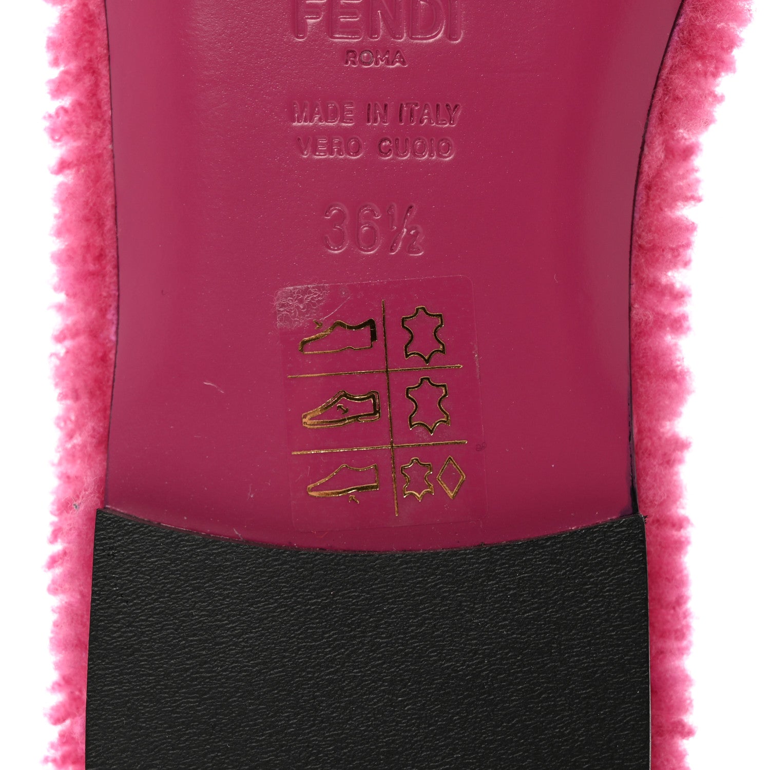 Fendi Shearling FF Baguette Slide Sandals 36.5 Pink 7 of 10