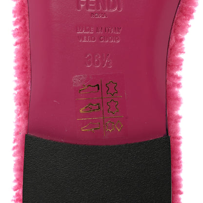 Fendi Shearling FF Baguette Slide Sandals 36.5 Pink 7 of 10