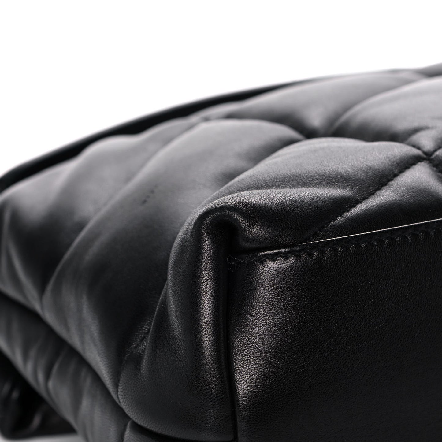 Lambskin Quilted Medium Loulou Puffer Monogram Chain Satchel Black