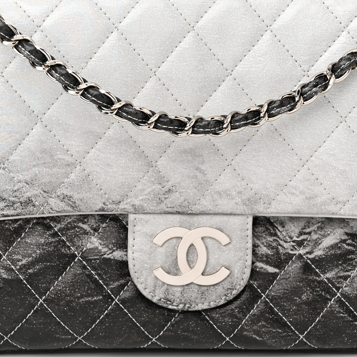 Chanel Vinyl Quilted Jumbo Melrose Degrade Flap Black 8 of 10