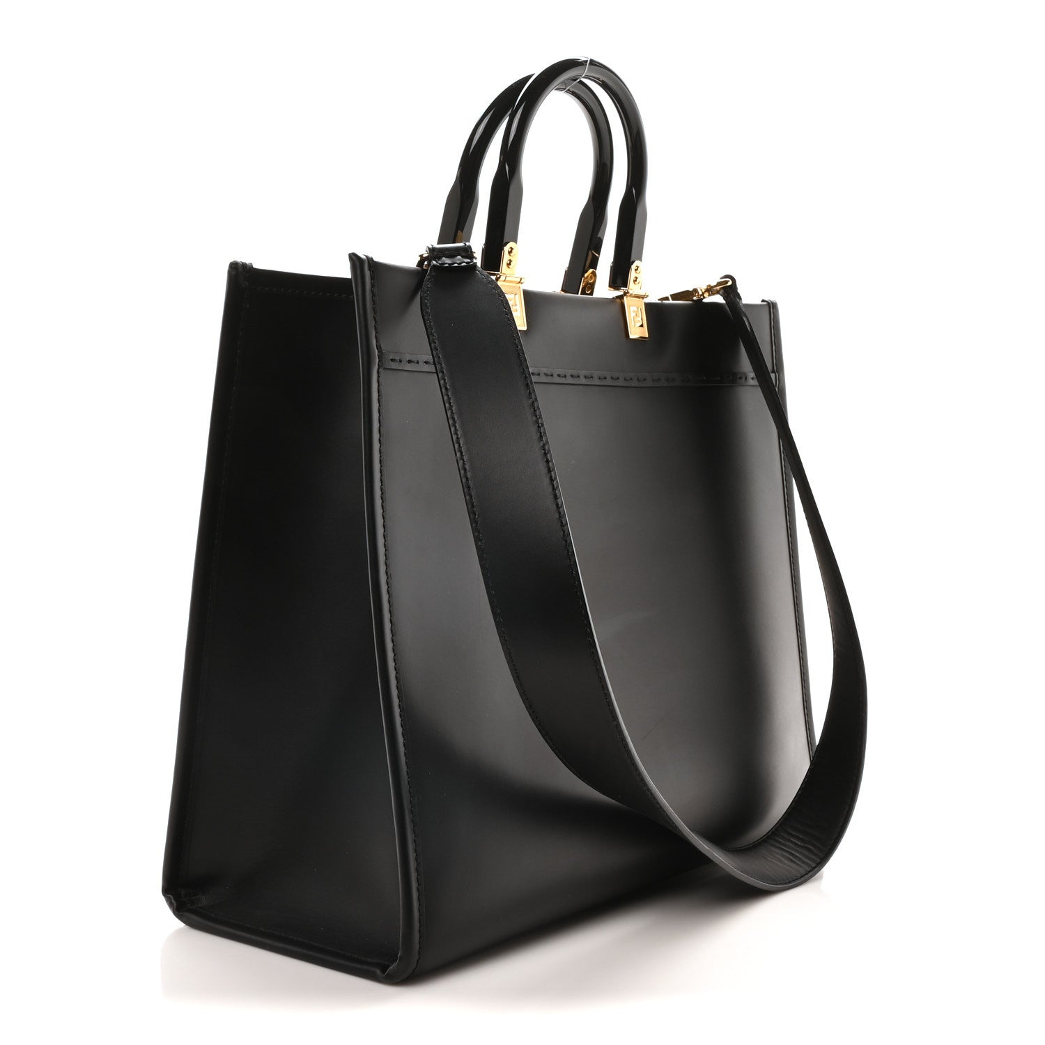 Fendi X VERSACE Calfskin Plexiglass Fendace Medium Fendi Sunshine Shopper Tote Black 3 of 10