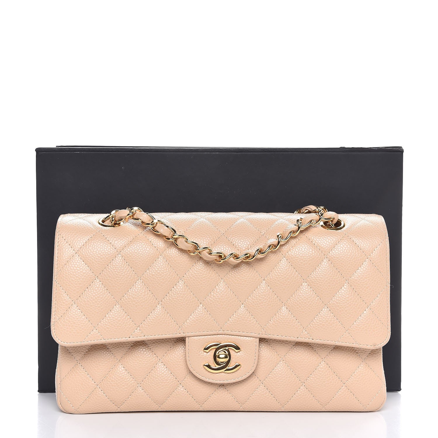 Chanel Caviar Quilted Medium Double Flap Beige Clair 8 of 8