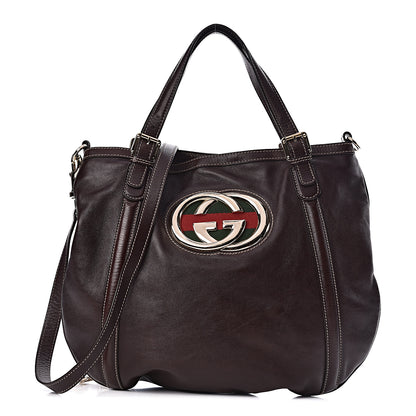 Gucci Calfskin Medium Britt Tote Dark Brown 1 of 15