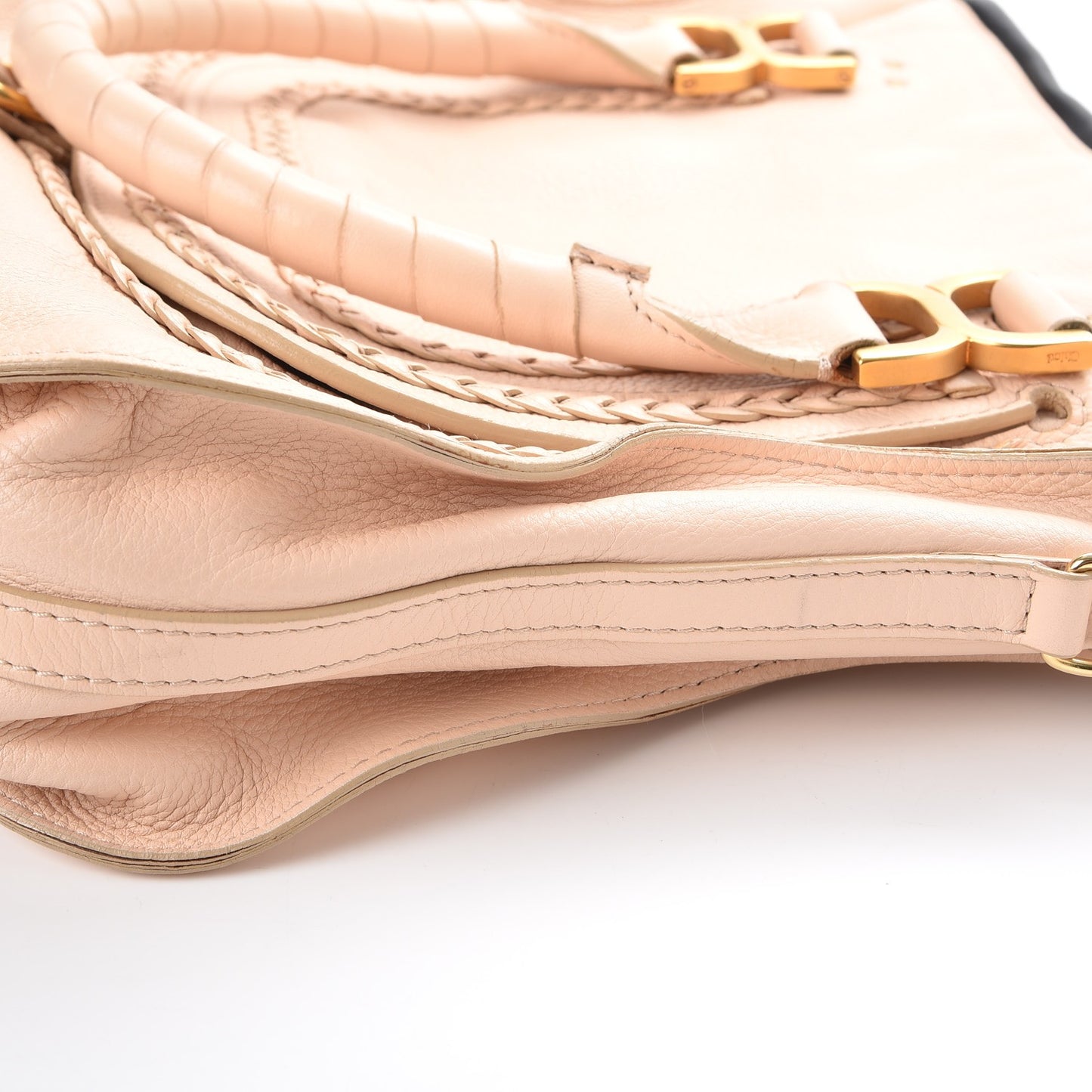 Calfskin Braided Medium Marcie Satchel Nude Pink