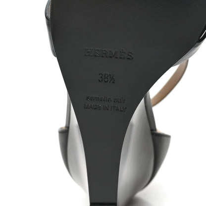 Hermes Calfskin Legend Wedge Sandals 38.5 Black 7 of 10
