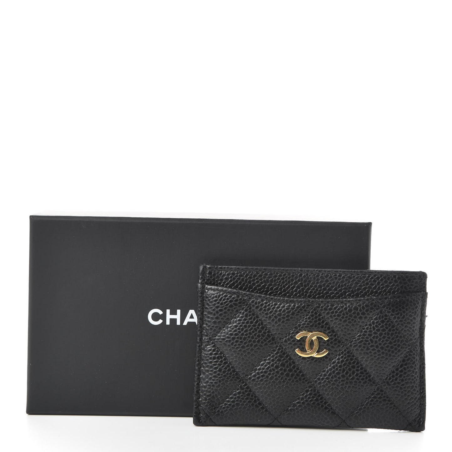 Caviar Quilted Card Holder Black
