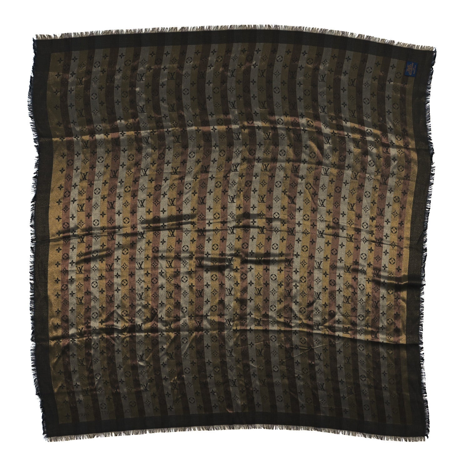 Louis Vuitton Silk Wool Monogram Shine Shawl Black 2 of 4