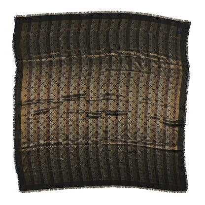 Louis Vuitton Silk Wool Monogram Shine Shawl Black 2 of 4