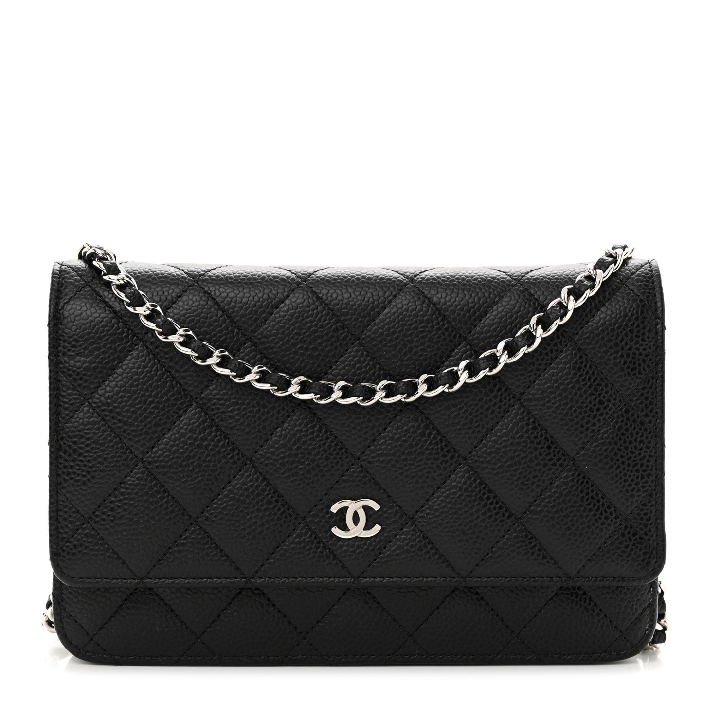 Caviar Quilted Wallet on Chain WOC Black