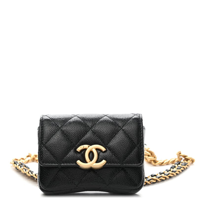 Chanel Shiny Caviar Quilted Chain Melody Belt Bag Black 1 of 10