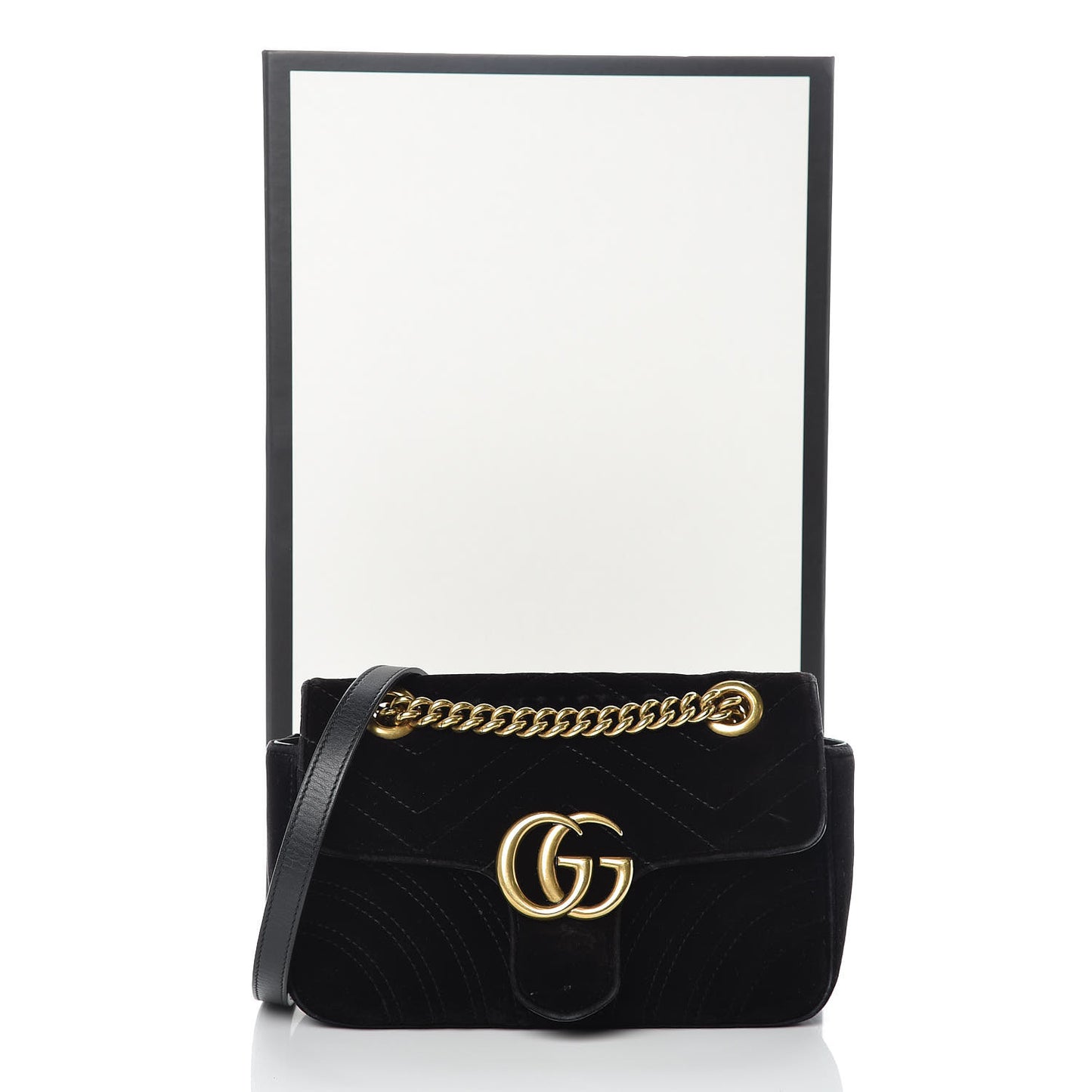 Velvet Matelasse Mini GG Marmont Shoulder Bag Black