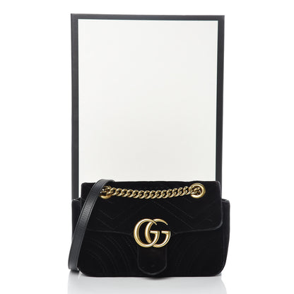 Gucci Velvet Matelasse Mini GG Marmont Shoulder Bag Black 21 of 21