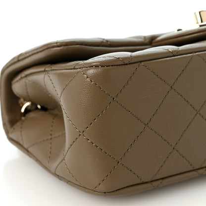 Chanel Lambskin Quilted Mini Rectangular CC Slide Flap Dark Khaki 9 of 11