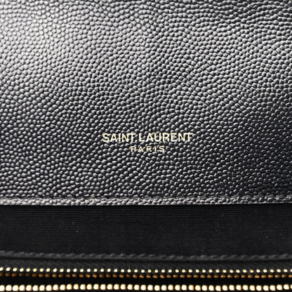 Saint Laurent Grain De Poudre Textured Mixed Matelasse Large Triquilt Monogram Satchel Black 5 of 9