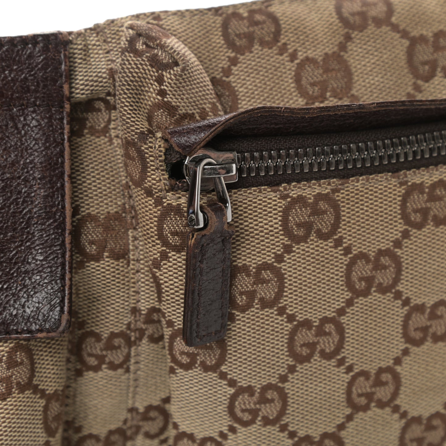 GG Monogram Double Pocket Belt Bag Dark Brown