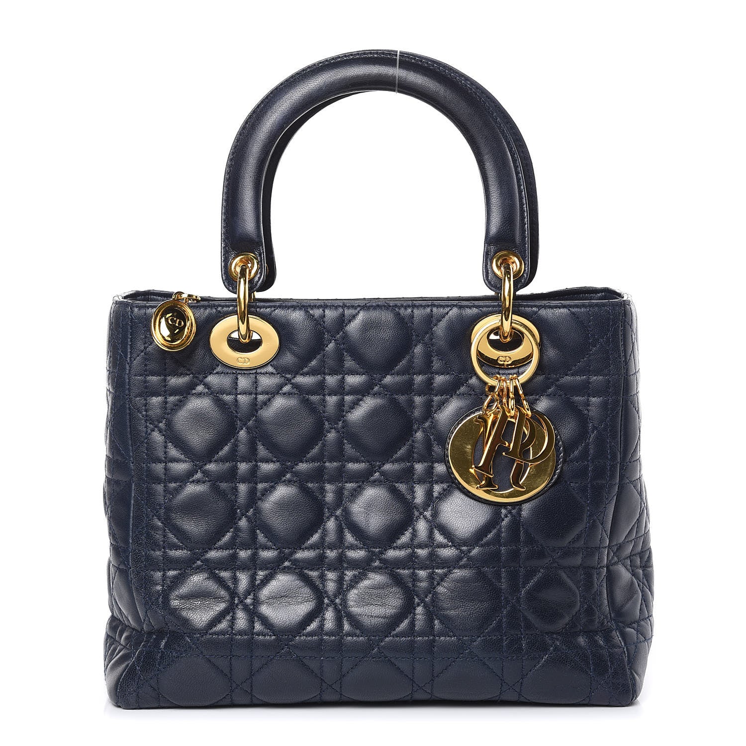 Christian Dior Lambskin Cannage Medium Lady Dior Navy Blue 1 of 17