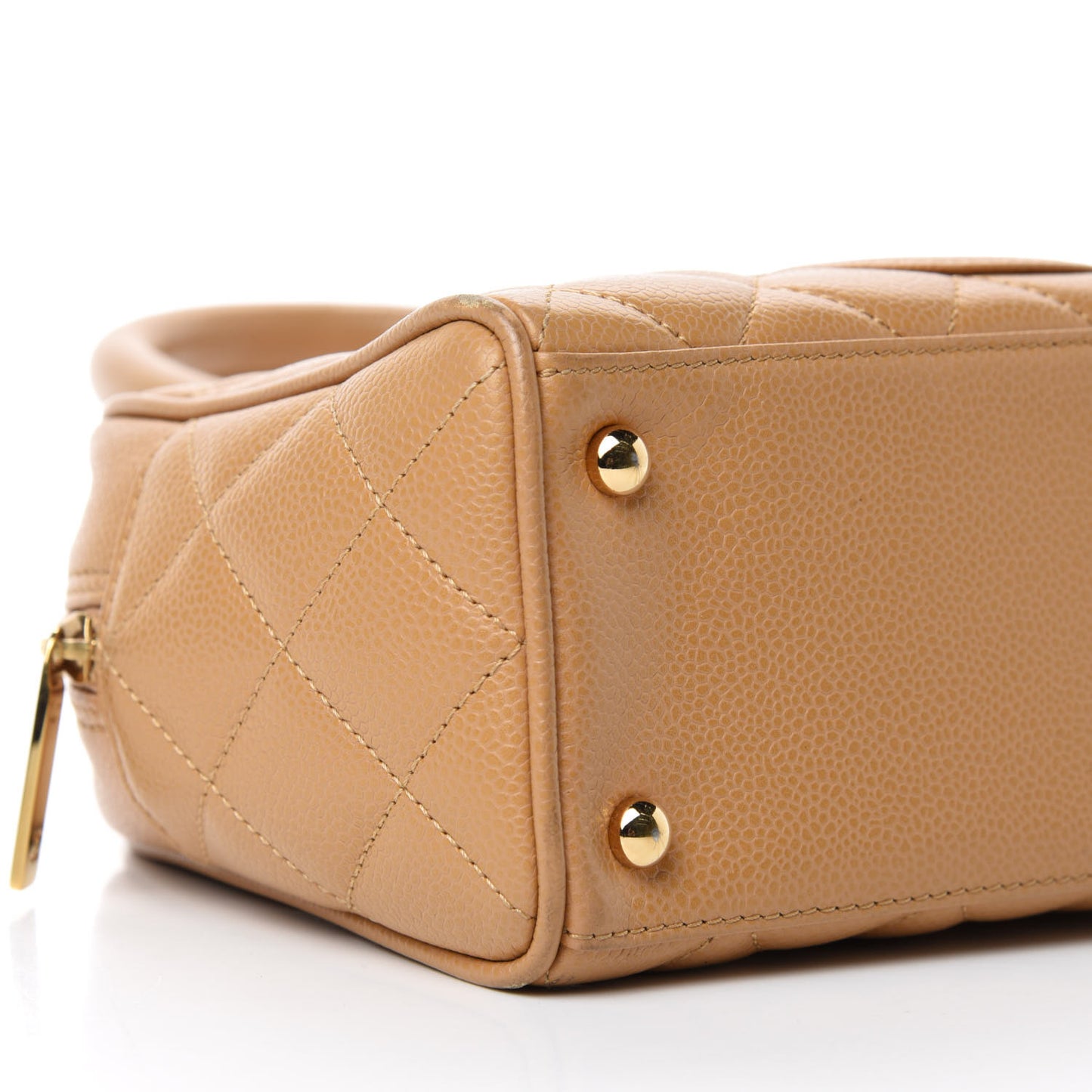 Caviar Quilted Small Bowler Beige