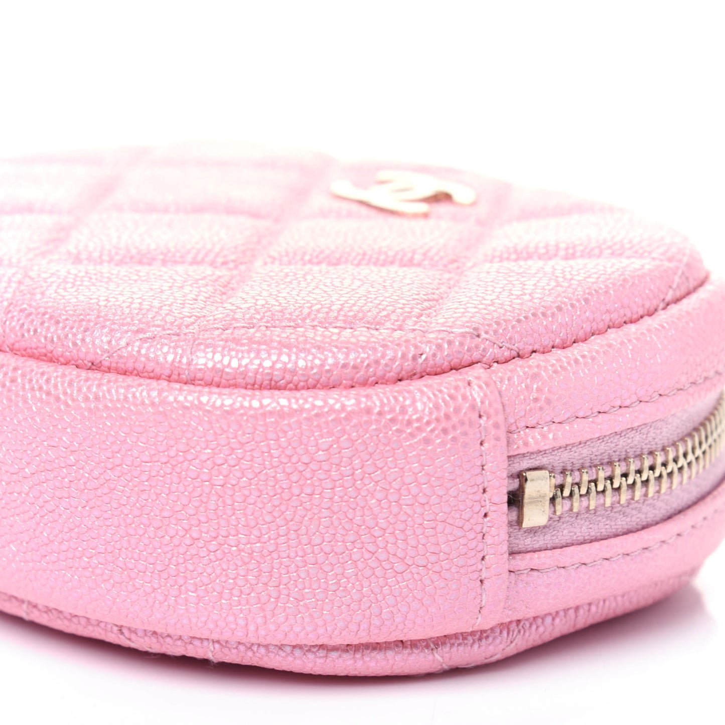 Iridescent Caviar Quilted Zip Around Classic Coin Purse Rose Pink