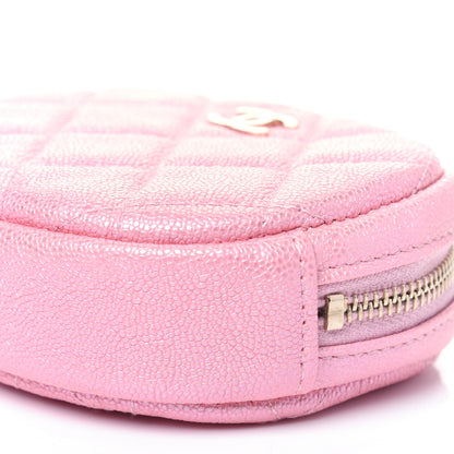 Chanel Iridescent Caviar Quilted Zip Around Classic Coin Purse Rose Pink 9 of 11