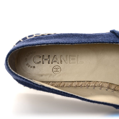 Chanel Denim Toile CC Espadrilles 37 Navy Black 7 of 7