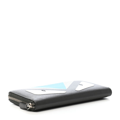 Fendi Vitello Elite Monster Eyes Zip Around Wallet Asfalto Multicolor 4 of 7