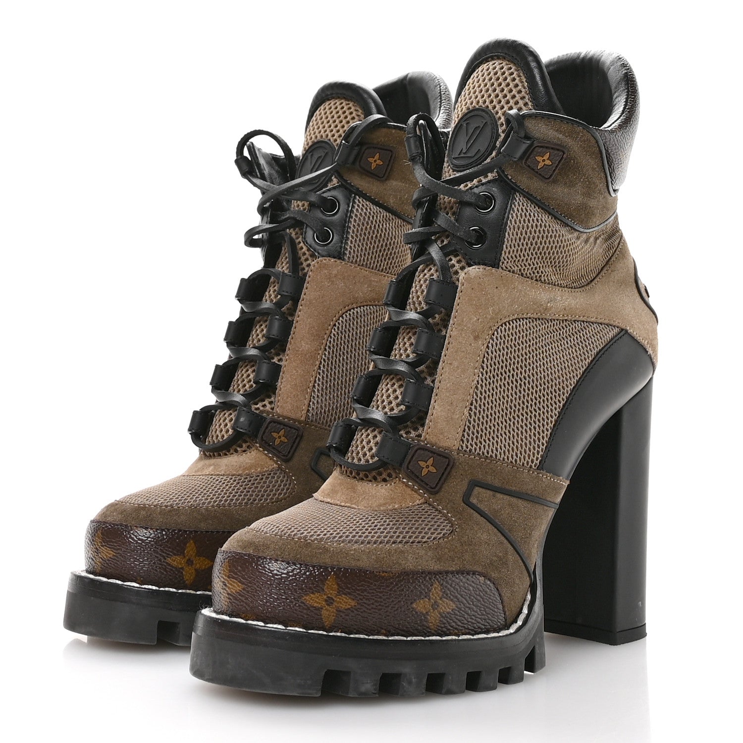 Louis Vuitton Suede Calfskin Monogram Star Trail Ankle Boots 38.5