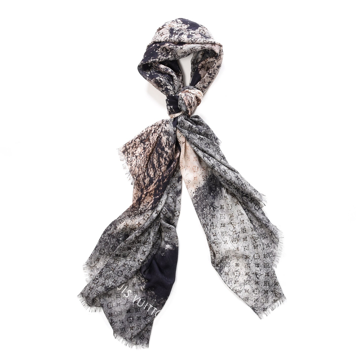 Cashmere Monogram Landscape Stole