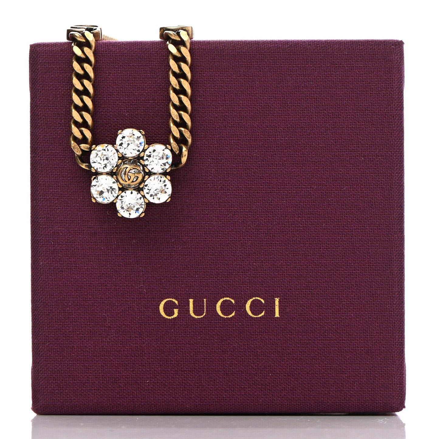 Crystal Embellished Double G Necklace Aged Gold