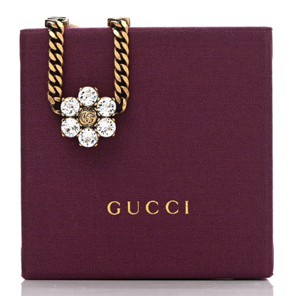 Gucci Crystal Embellished Double G Necklace Aged Gold 7 of 7