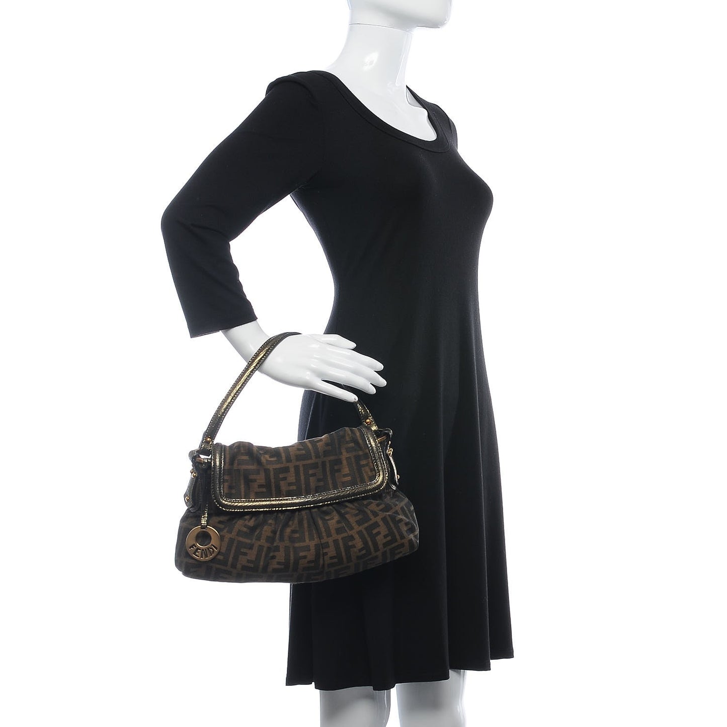 Zucca Calfskin Lizard Embossed Small Chef Shoulder Bag Tobacco