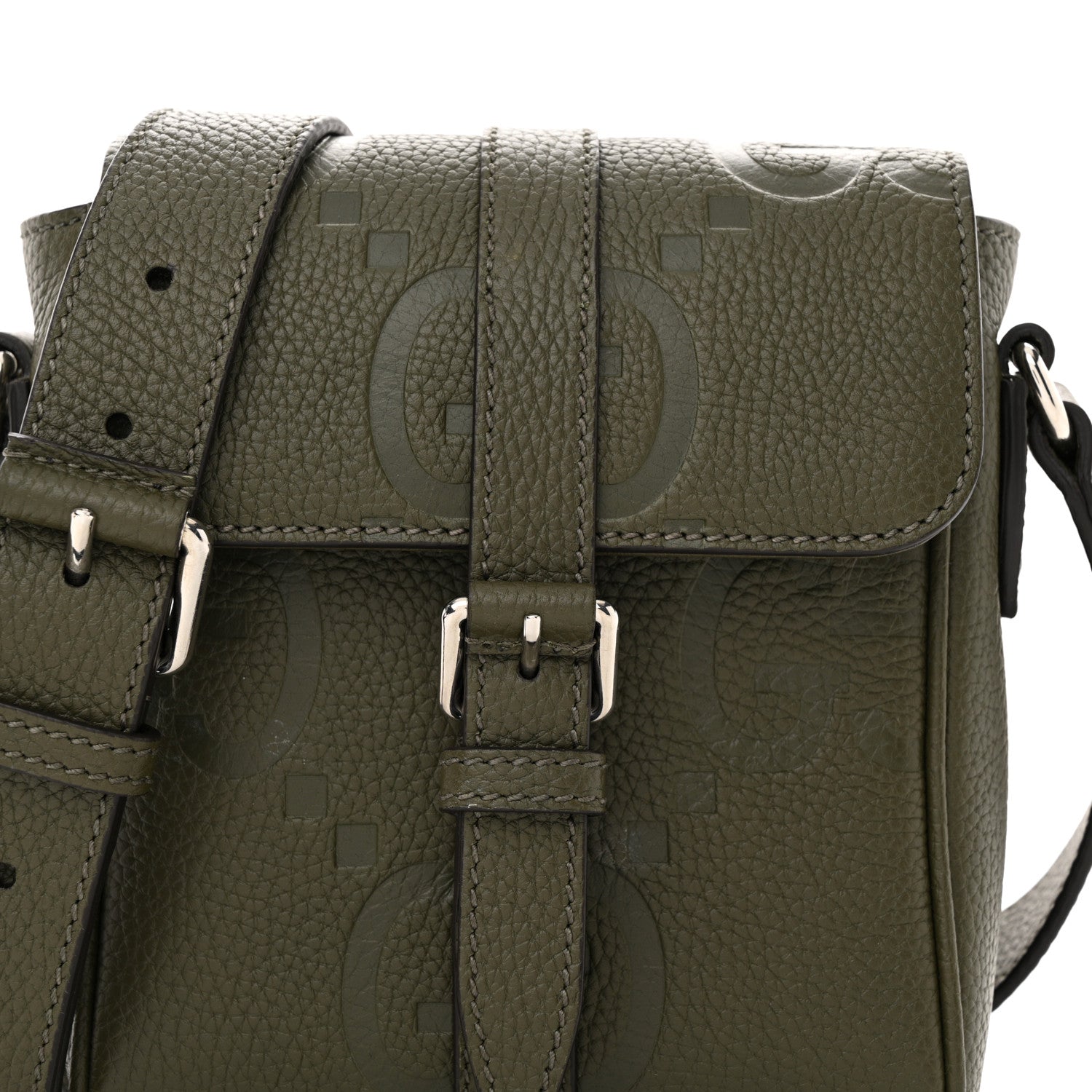 Gucci Piuma Calfskin Jumbo GG Embossed Small Messenger Bag Dark Green 8 of 12