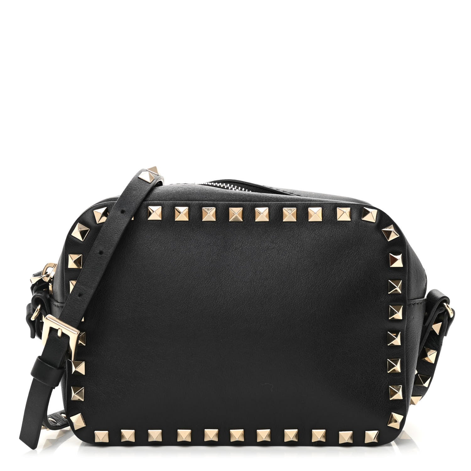 Valentino Garavani Pebbled Calfskin Rockstud Camera Crossbody Bag Black 1 of 10