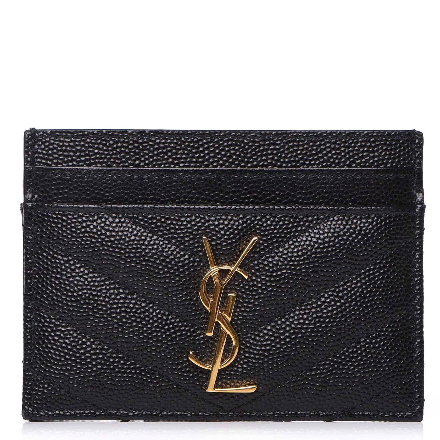 Grain De Poudre Matelasse Chevron Monogram Credit Card Case Black