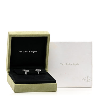 Van Cleef & Arpels 18K White Gold Guilloche Vintage Alhambra Earrings 5 of 5
