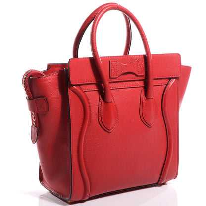 Celine Drummed Leather Micro Luggage Coquelicot 3 of 9