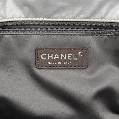 Chanel Vinyl Mohair Trimmed Accordion Arctic Polar Ice Flap Silver 5 of 9