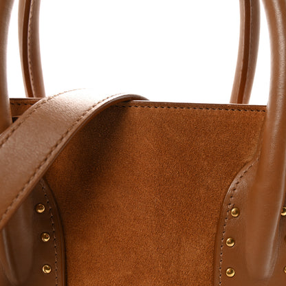 Saint Laurent Suede Calfskin Studded Small Sac De Jour Caramel Cognac 7 of 9
