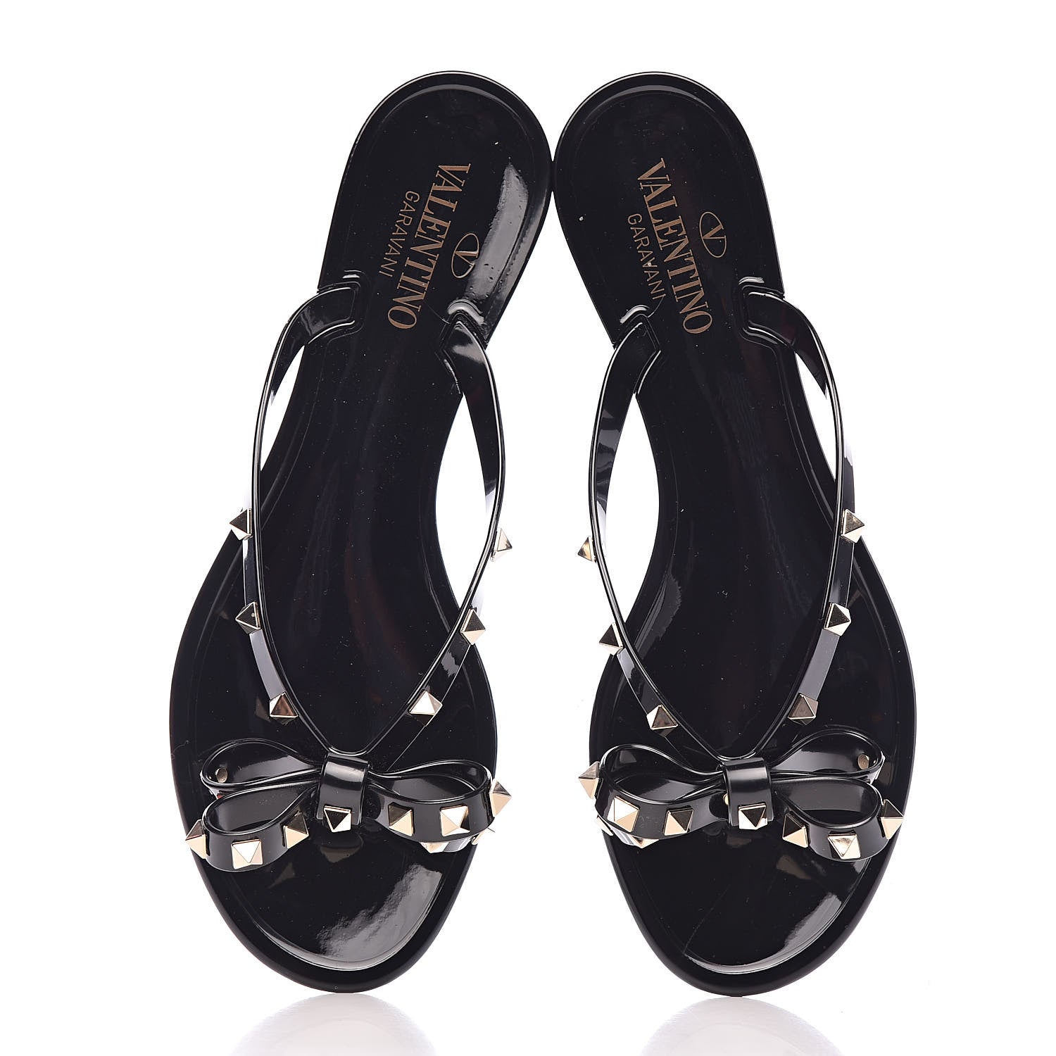 Valentino Garavani PVC Jelly Rockstud Bow Thong Sandals 40 Black 8 of 9