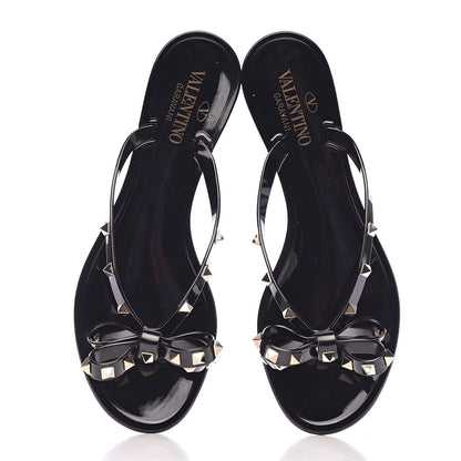 Valentino Garavani PVC Jelly Rockstud Bow Thong Sandals 40 Black 8 of 9