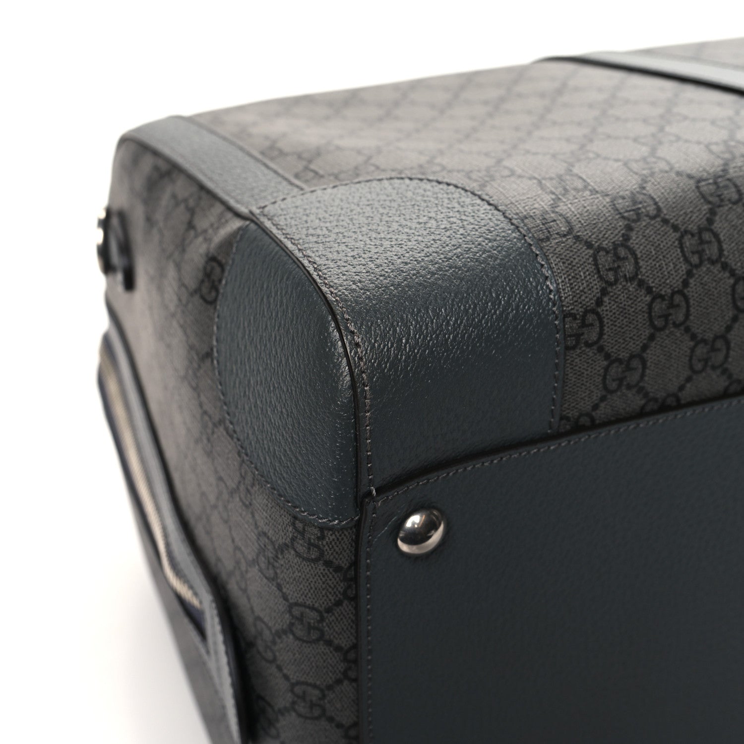 Gucci GG Supreme Monogram Textured Dollar Calfskin Large Savoy Duffle Bag Grey Black Graphite Grey 8 of 11