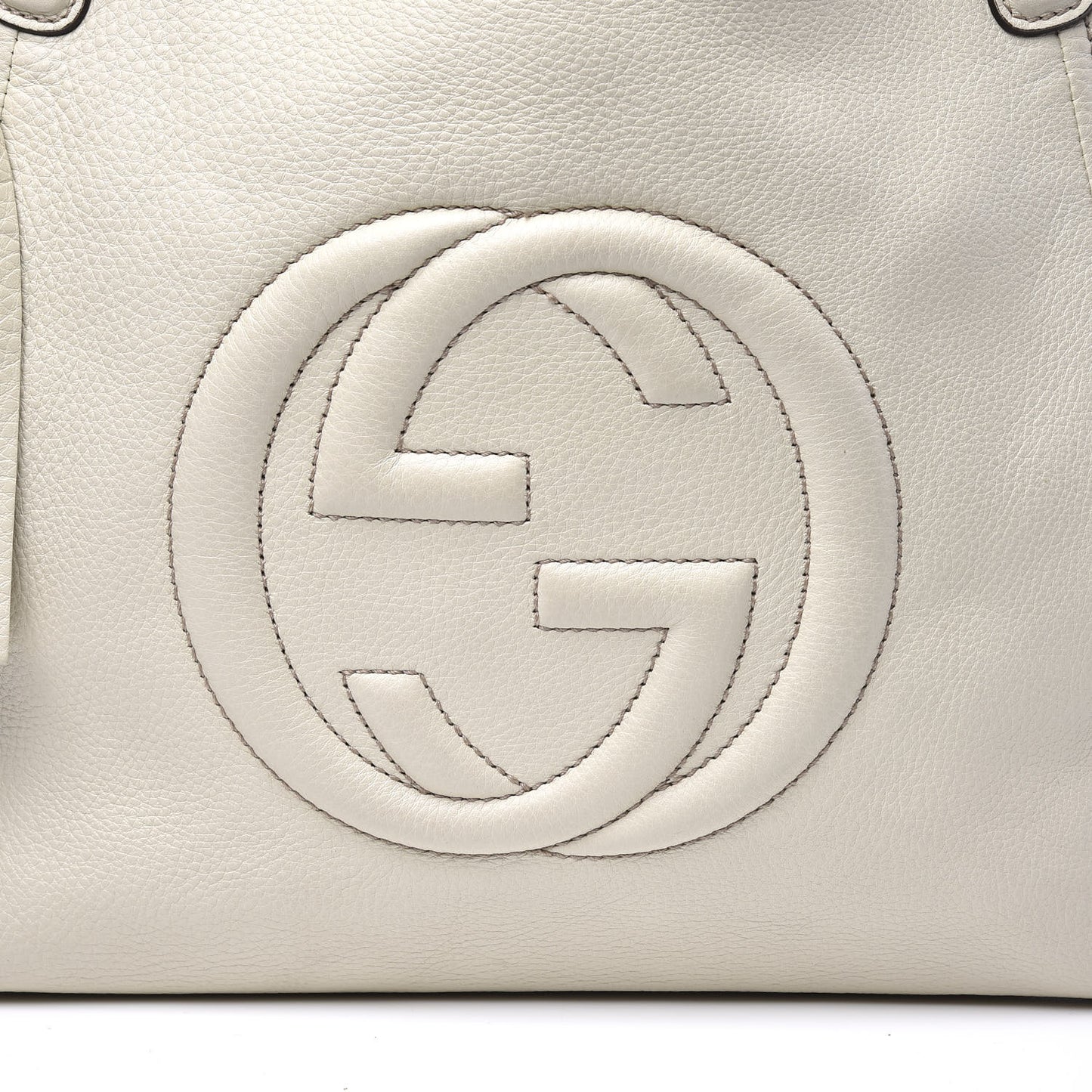 Pebbled Calfskin Medium Soho Shoulder Bag Off White