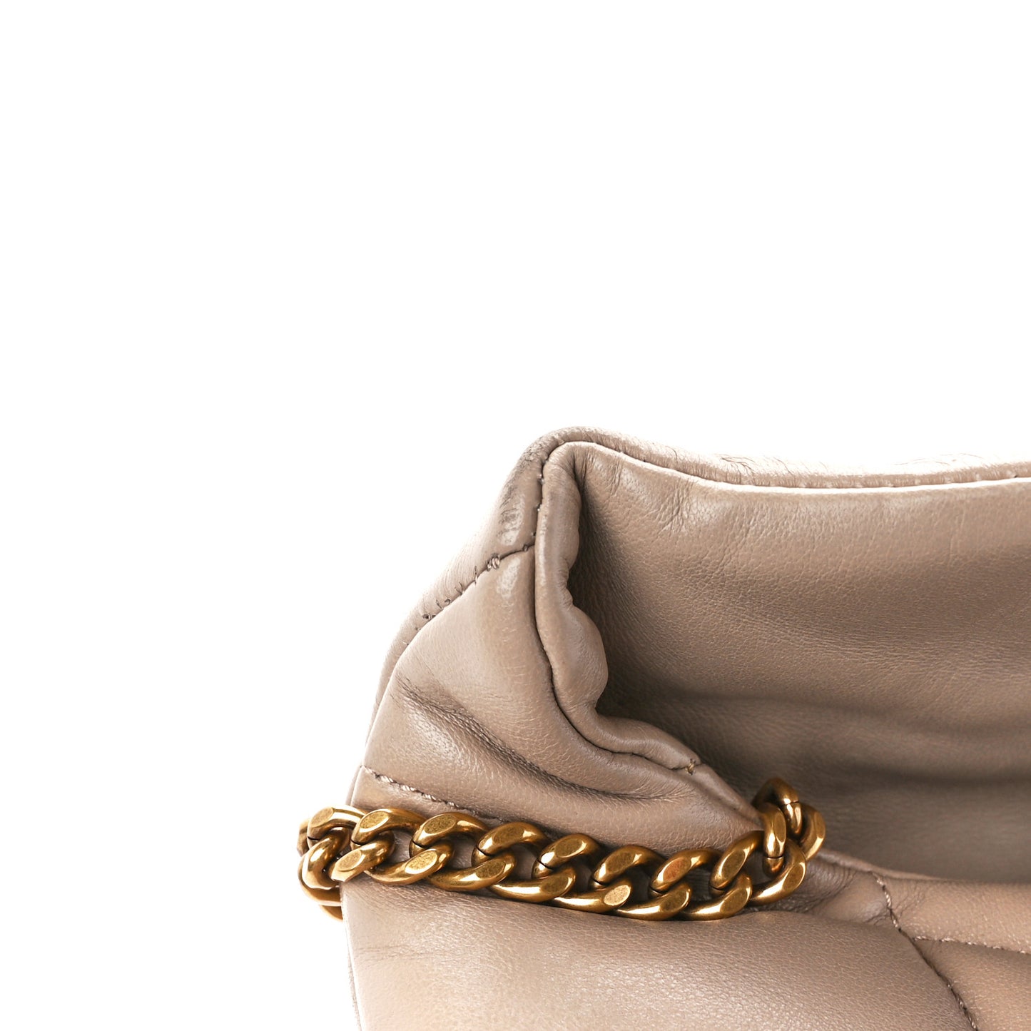 Lambskin Quilted Toy Loulou Puffer Monogram Chain Satchel Dark Beige