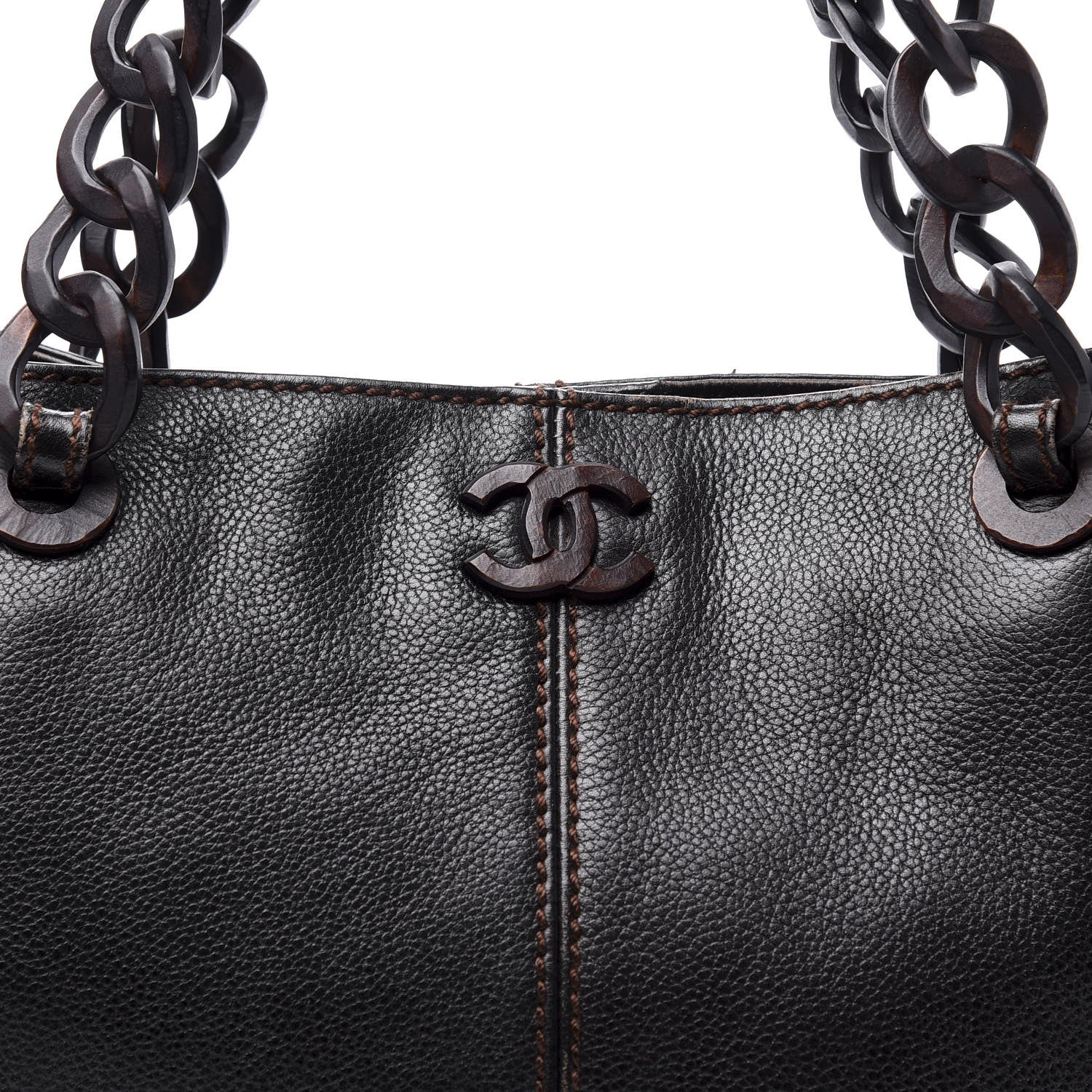 Chanel Calfskin Wood Chain Tote Black 15 of 15