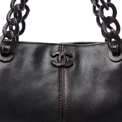 Chanel Calfskin Wood Chain Tote Black 15 of 15