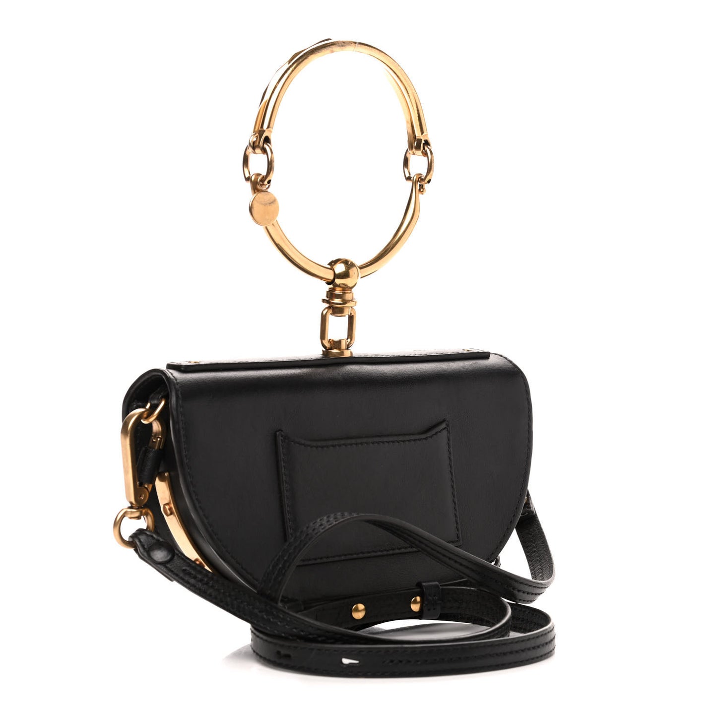 Calfskin Small Nile Bracelet Minaudiere Bag Black