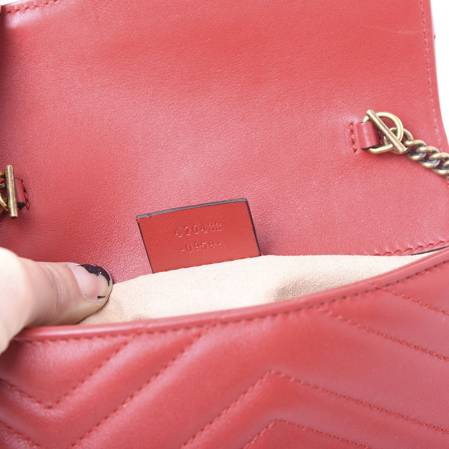 Gucci Calfskin Matelasse Super Mini GG Marmont Shoulder Bag Hibiscus Red 8 of 10