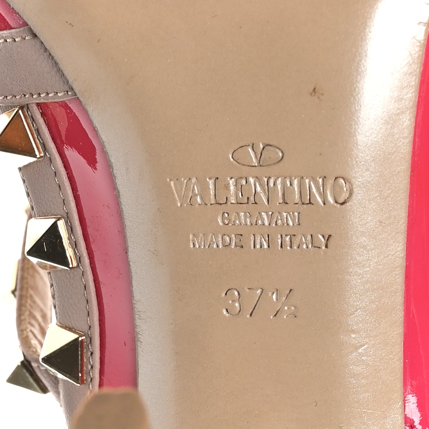 Patent Nappa Rockstud Ankle Strap 100mm Pumps 37.5 Pop Fuxia Poudre