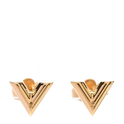 Louis Vuitton Brass Essential V Stud Earrings Gold 1 of 5