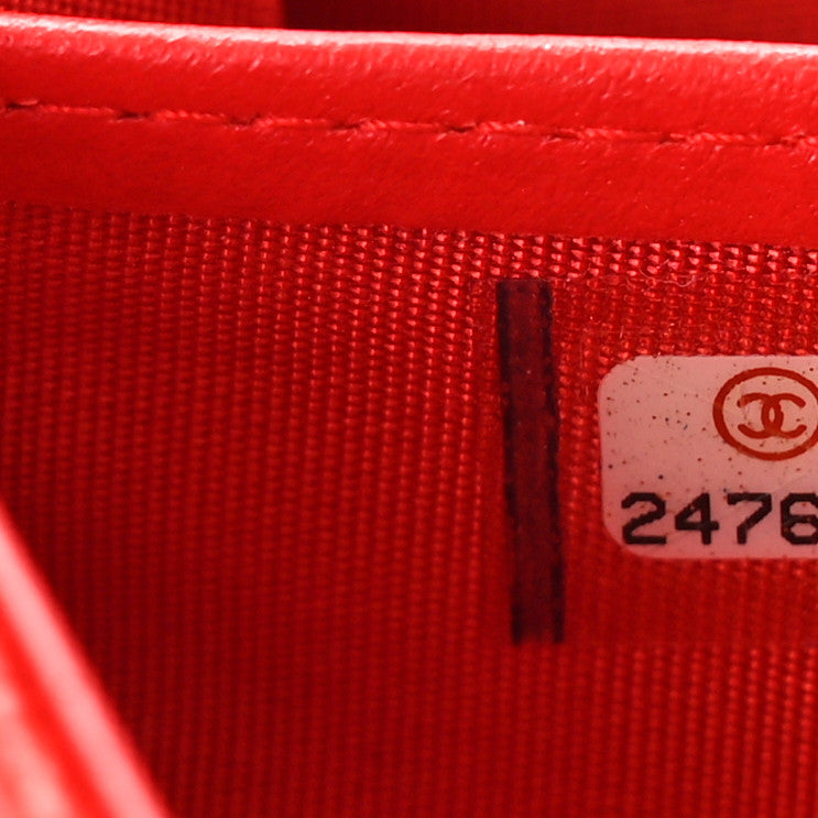 Chanel Caviar Chevron Quilted Large Gusset Flap Wallet Red 7 of 9